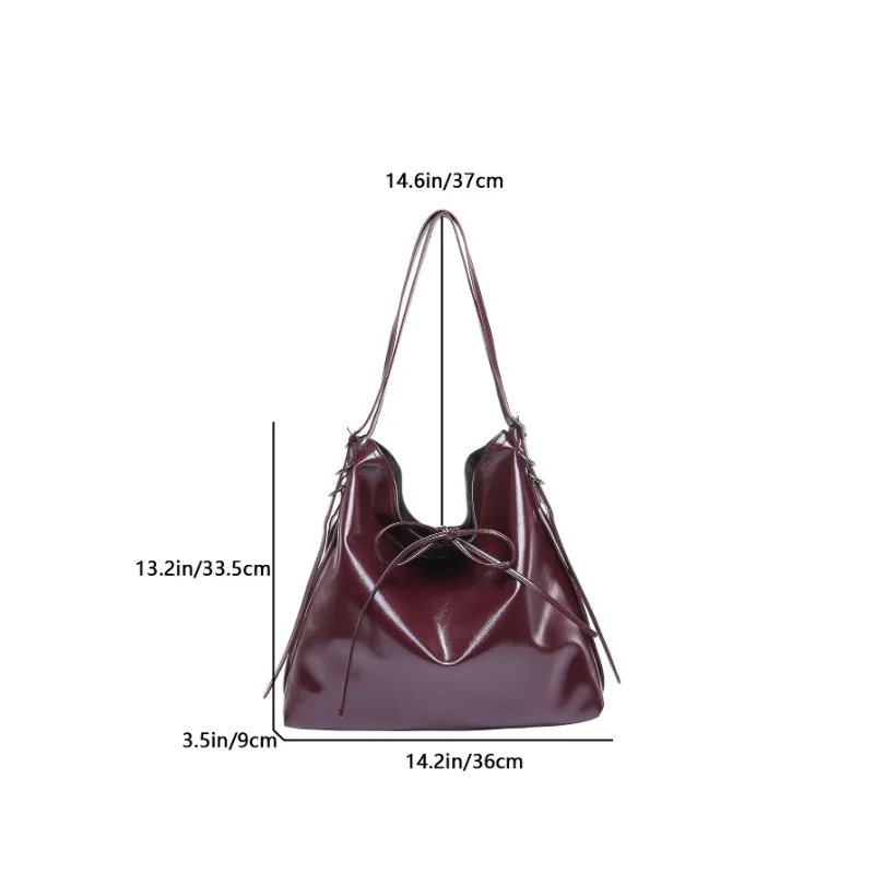 Fashionable Soild Color Large Capcity Shoulder Bag Vintage PU Leather Women\'s Tote Bag Minimalist Luxury Commute Crossbody Bag