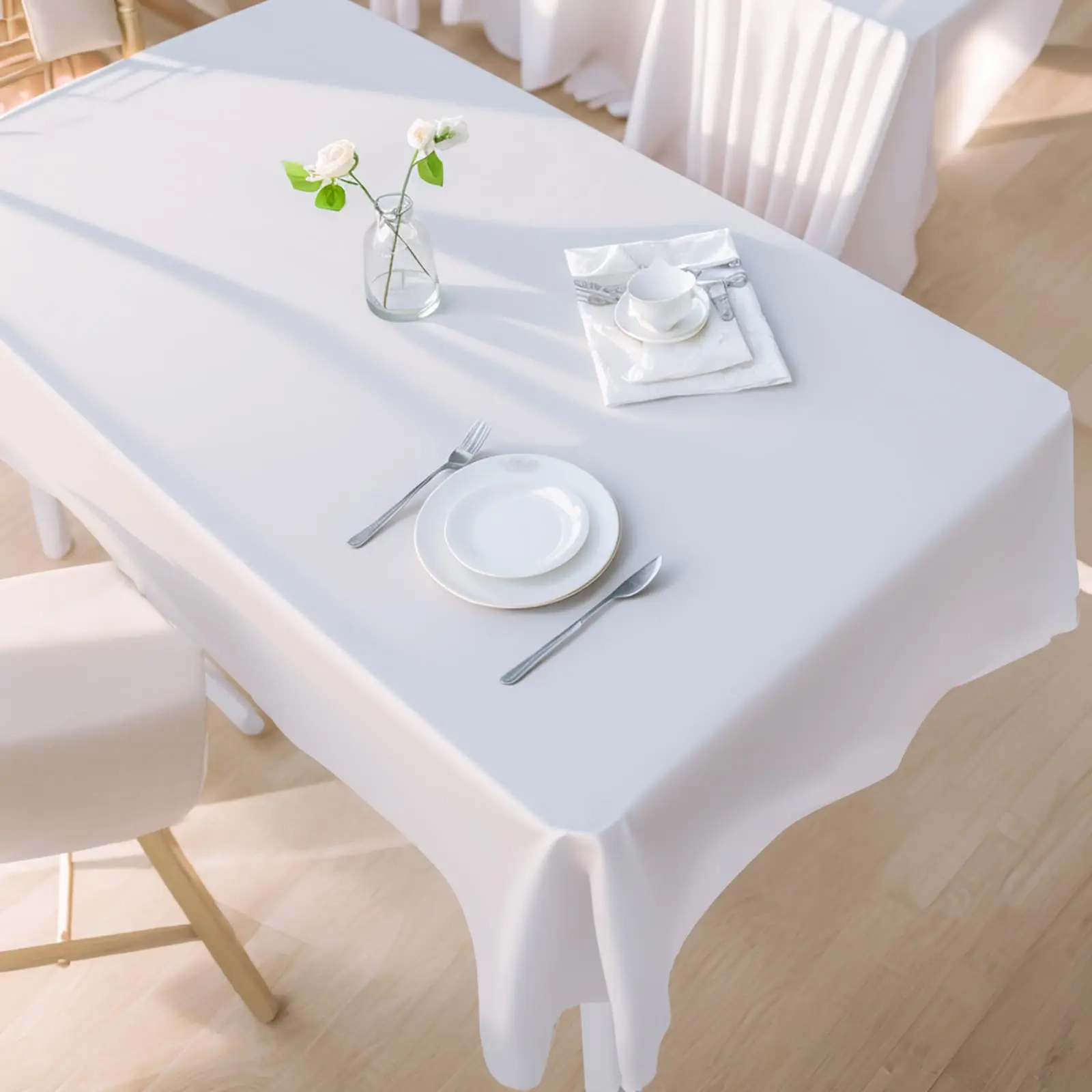 White Satin Tablecloth Rectangle Silky Satin Table Cover Linens for Buffet Table Parties Dinner Wedding Banquet Decoration