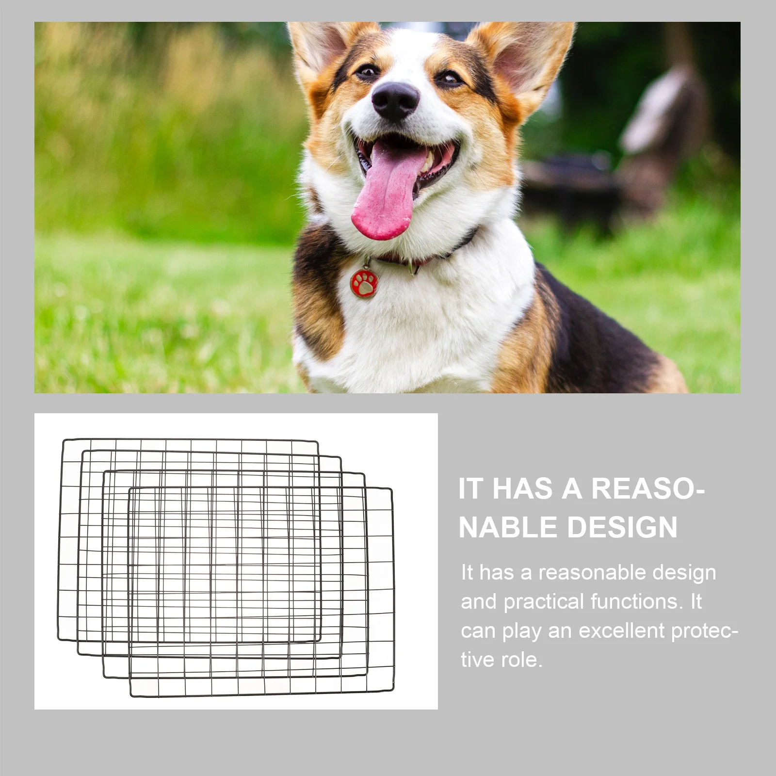 

4pcs Pet Fence Iron Mesh Sheets Diy Assemble Panels For Dog Cage Divider Indoor Outdoor Use Thickened Wire Fence For Dogs Cats