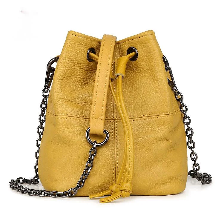 Bolso de hombro cruzado para mujer, Mini bolso con cadena de cubo, cuero genuino, moda Y2k, mano versátil Retro de alta capacidad