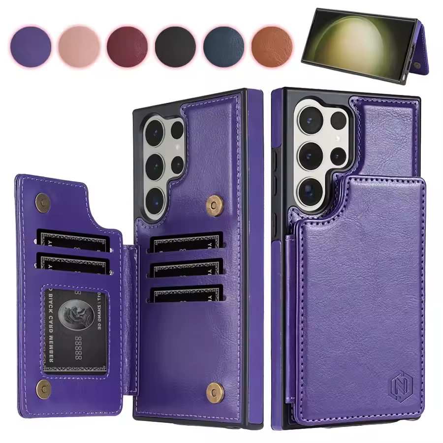 Wallet RFID Blocking Layer Protect Anti-Theft Magnetic Leather Case For Samsung Galaxy S25 Ultra S24 Plus S23 S22 S21 S20 FE