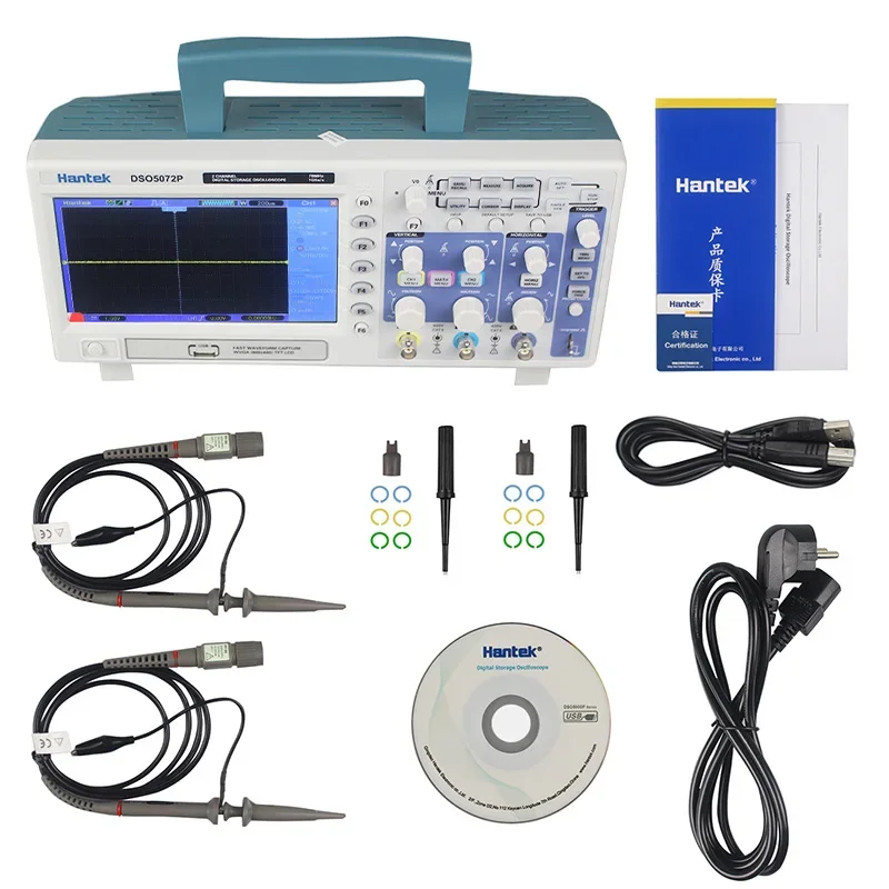 Hantek DSO5202P DSO5102P DSO5072P Digitale opslag-oscilloscoop 2-kanaals 70MHz-200MHz bandbreedte 1GSa/S 40K TFT USB-opslag