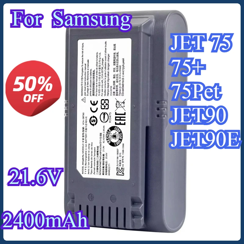 

For Samsung Jet 75 Jet 90 Jet75 Jet90 VS70 VS9000 VS20T7532T1 DJ96-00221A VCA-SBT9O VCA-SBT90E Vacuum Cleaner GRAY Battery