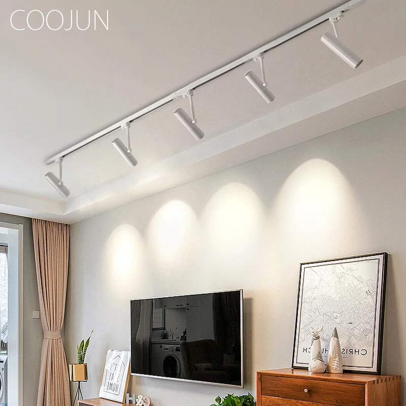 COOJUN LED Ceiling Track Light Spotlights COB Track Lighting Wall Rail Spot Lights System 5W 9W Clothing Shop Home Lamp 110-240V