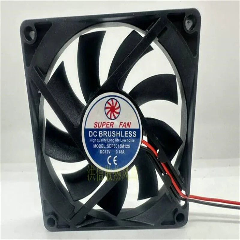 

SDF8015M12S DC12V 0,18A 8CM 80*15MM 2-проводной бесшумный охлаждающий вентилятор