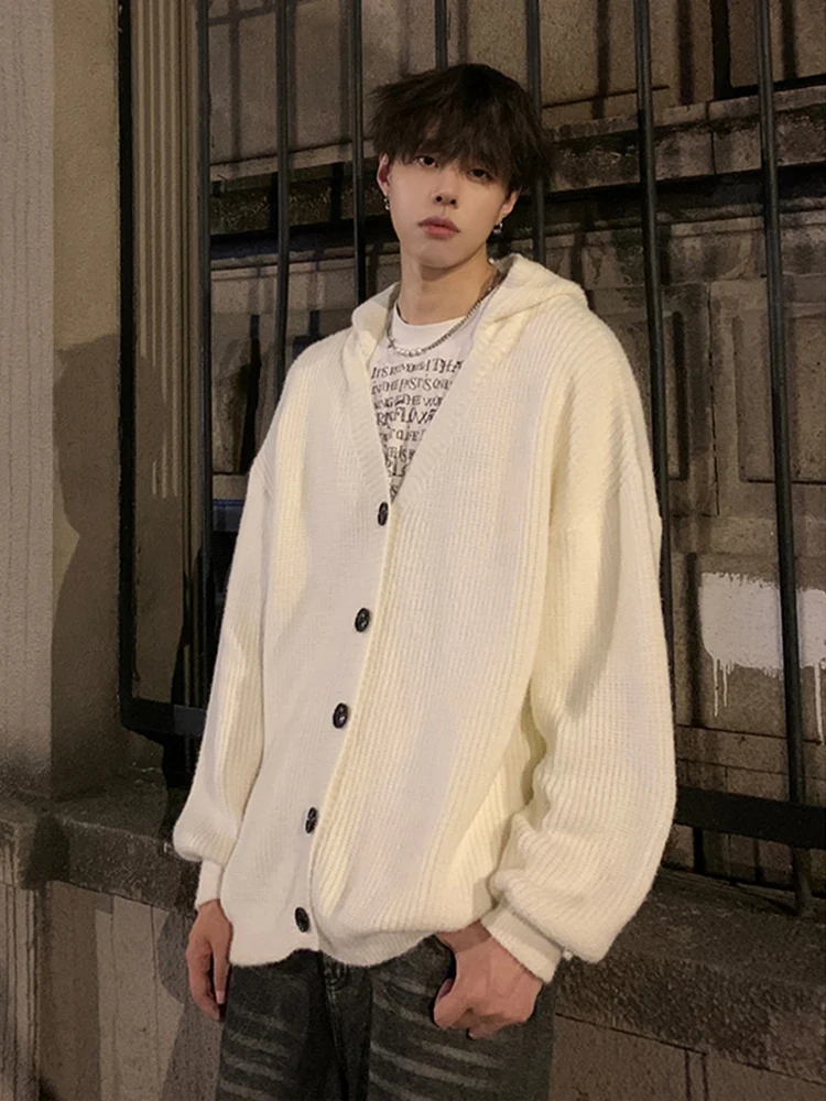

Retro Knitted Open Cardigan Sweater Men's Loose Top Coat High Street Couple Hoodie American Lazy Sle Autumn Faion Men's Wear