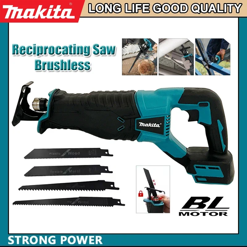 

Makita Brushless Reciprocating Saw Reciprocating Saw Portable Cordless Power Tools With 4pcs Saw Blades For 20V 18V Battery