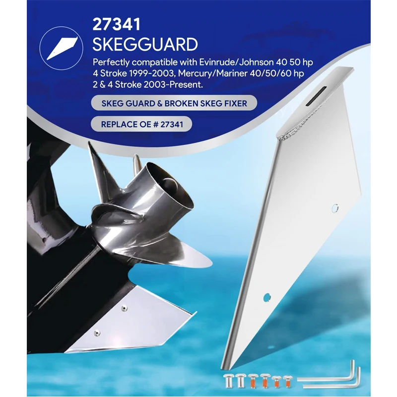 Skeg Guard Keel Guard 27341 Fit for Mercury Mariner 40/50 / 60HP 2 & 4 Stroke 2003-Present & Evinrude Johnson 40-50 HP 4 Stroke