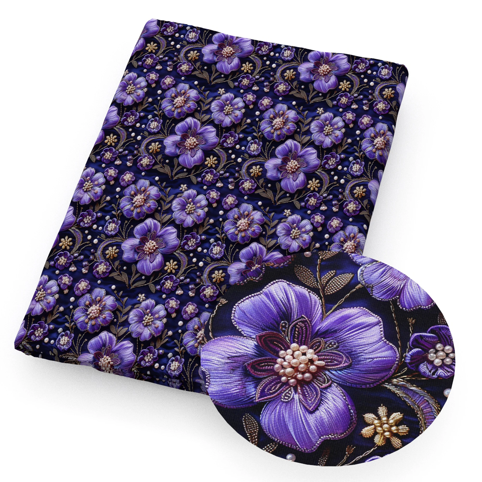 50*145cm Purple Flower 3D Floral Imitation Printed Polyester/Pure Cotton Fabric Patchwork Sewing Quilt Fabric Needlework Cloth