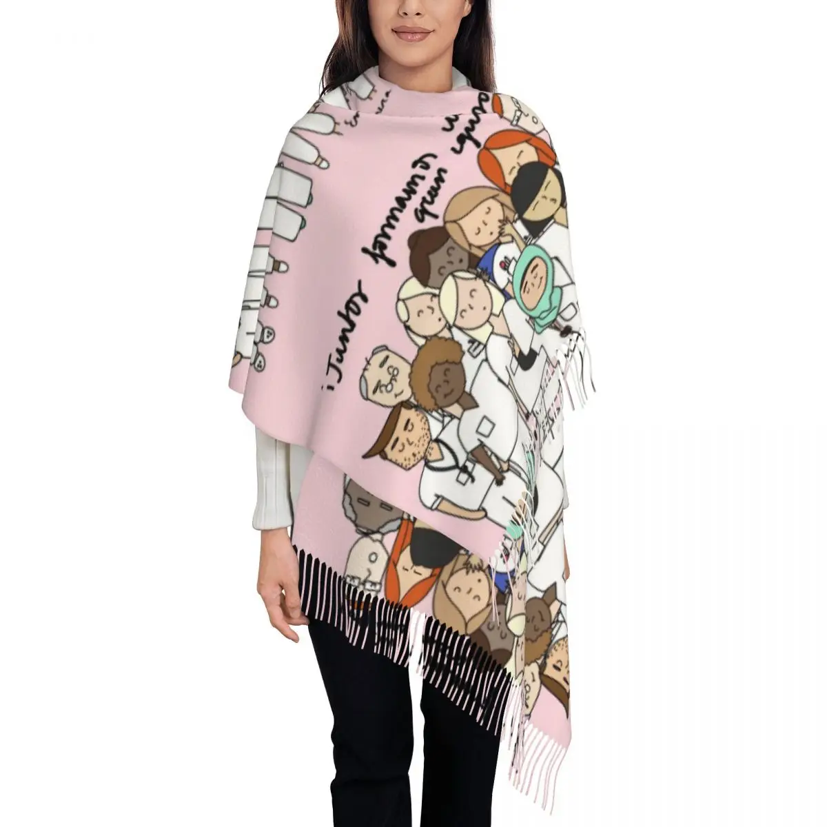 Enfermera En Apuros Doctor Nurse Scarf for Women Fall Winter Pashmina Shawls and Wrap Long Large Shawl Scarf for Ladies