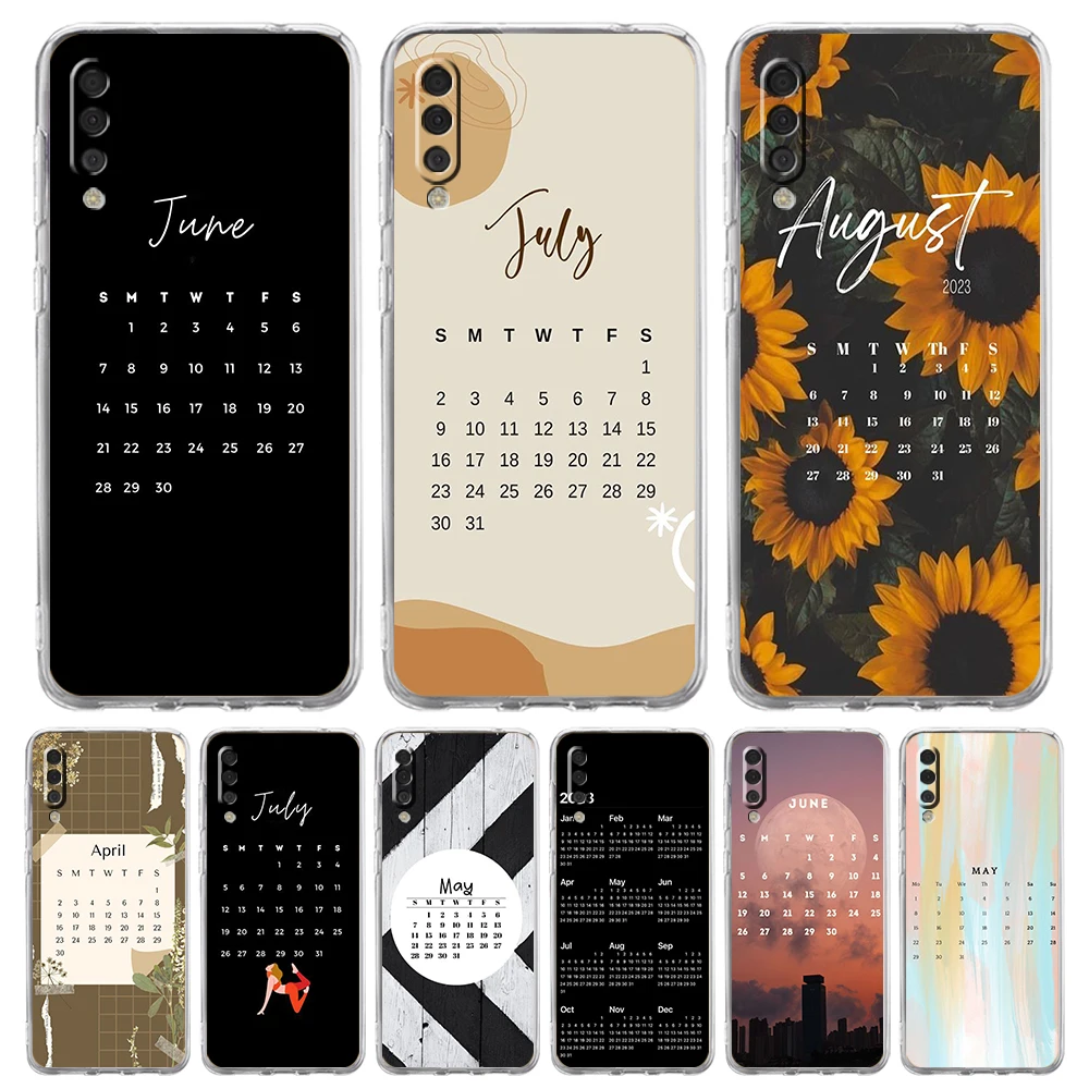 2023 Calendar Phone Case for Samsung Galaxy A12 A22 A10 A20 A30 A40 A50 A52 A02 A03S Transparent Shockproof Soft TPU Shell Capas