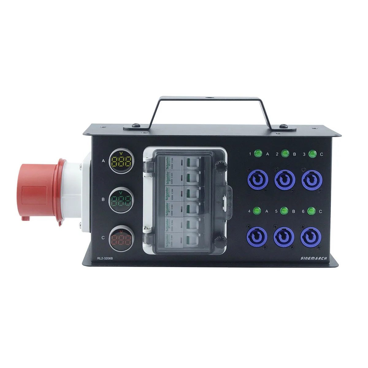 Portable Power Distribution Box 32A/5P Input POWERCON Output Stage Light Power Supply With Handle