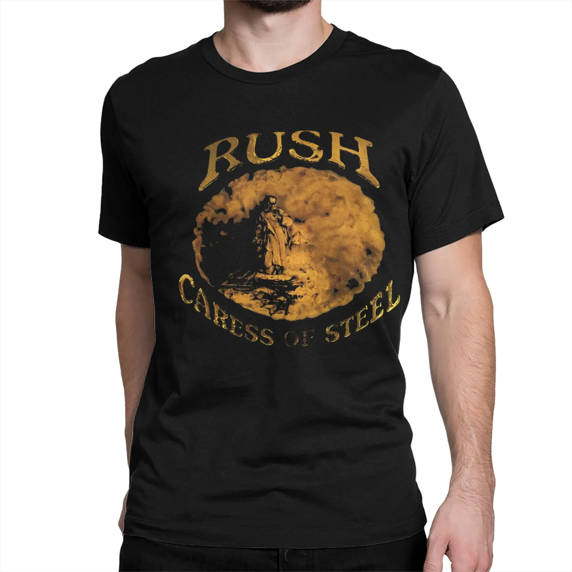 Men Women Rush Band Caress of Steel T Shirts  Pure Cotton Clothes Amazing Short Sleeve Crewneck Tees Gift Idea T-Shirts