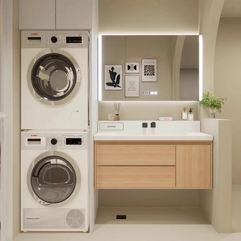 Japanese-style log wind wall faucet, integrated basin, bathroom cabinet, combined toilet, washbasin, washstand