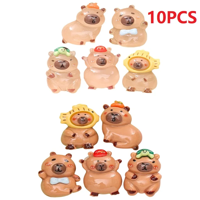 

10PCS Plastic Cute Kawaii Cartoon Capybara Resin Charms Bright Flatback Animal Earring Keychain Pendant DIY Jewelry Make