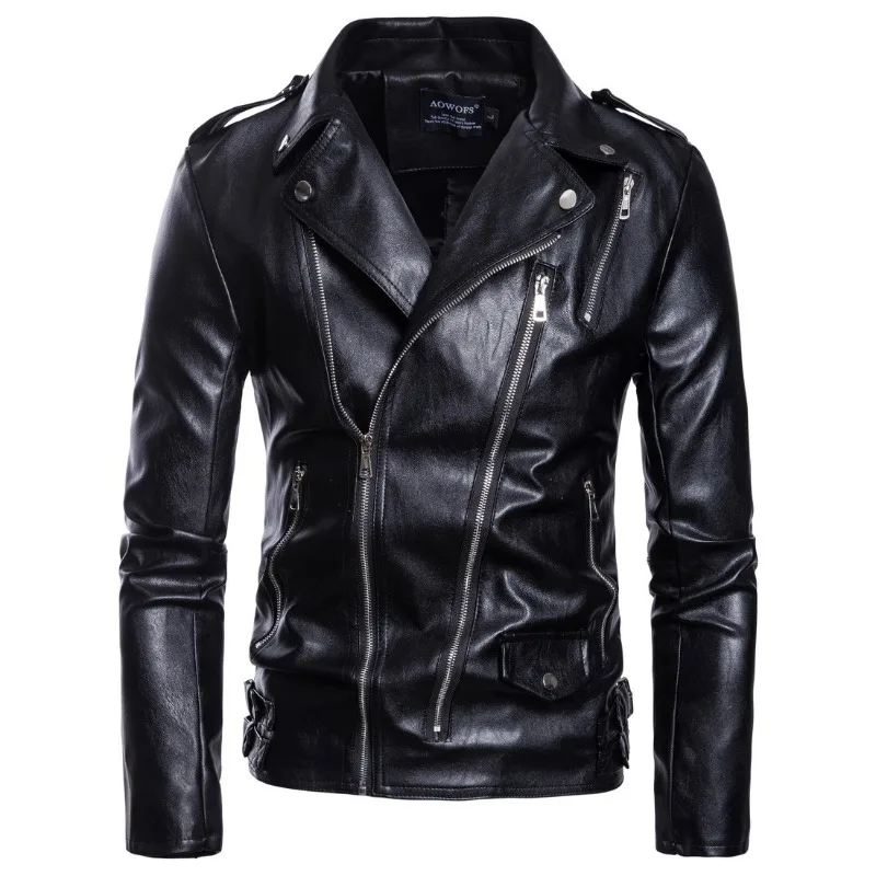 2024 Spring and Autumn New Fashion Men\'s Motorcycle Large Leather Coat with Multi Zipper Leather Jacket M-5XL