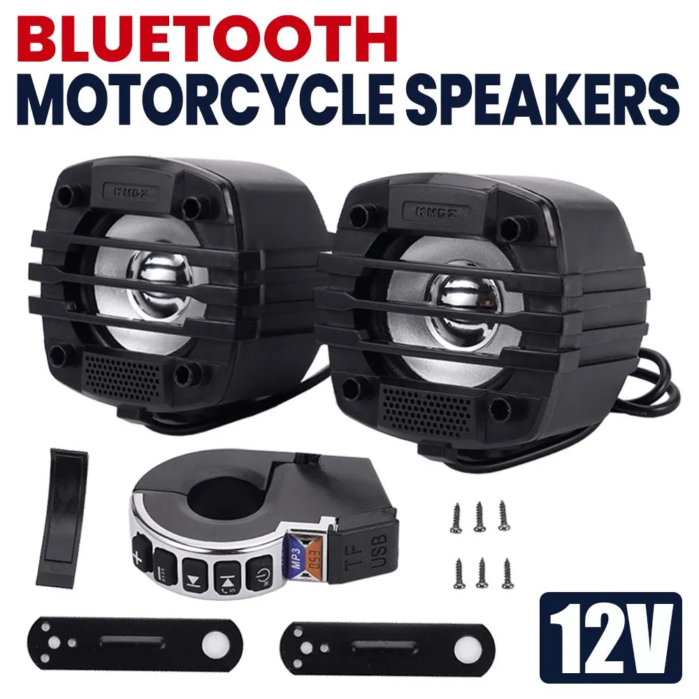 

12V Motorcycle Electric Vehicle Bluetooth Audio, Car Universal Waterproof Speaker, with Fm, Usb, Tf Card Function