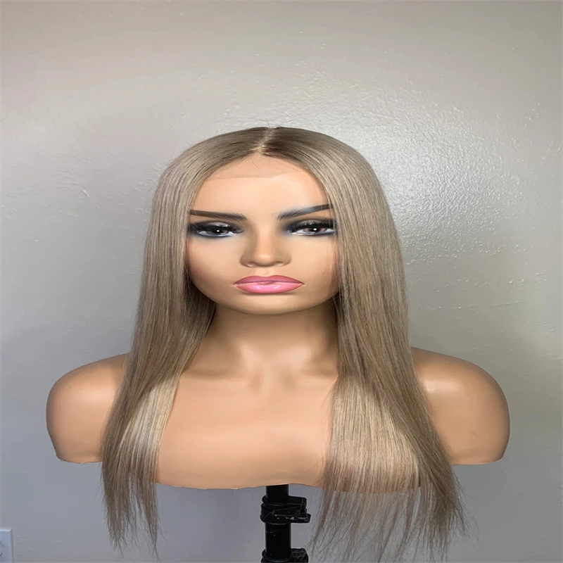 Straight Ash Blonde Lace Front Wig para mulheres, cabelo humano, HD Lace Frontal Wig, Ombre Perucas, 13x4, 13x6, 22"