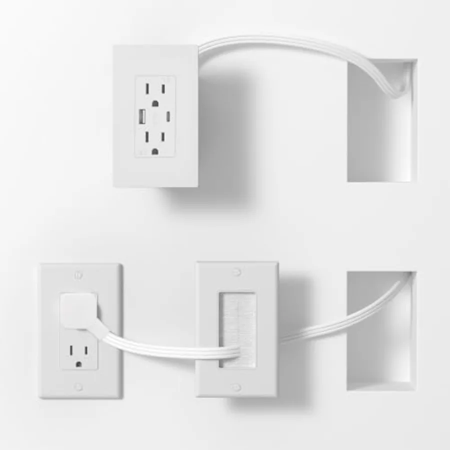 

in Wa Cabe anageent KitRecessed Outet Box for Wa ount TV Recessed Power Box with AC/USB-C/USB-A Ports and 9.8ft Extender for Un