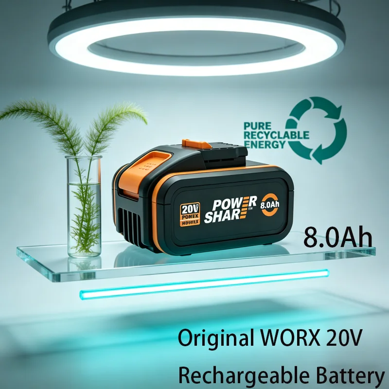 WORX 20V 8.0Ah High Power Capacity Lithium ion Battery WA3671 PowerShare Original Triple Runtime for Outdoor Garden Power Tools