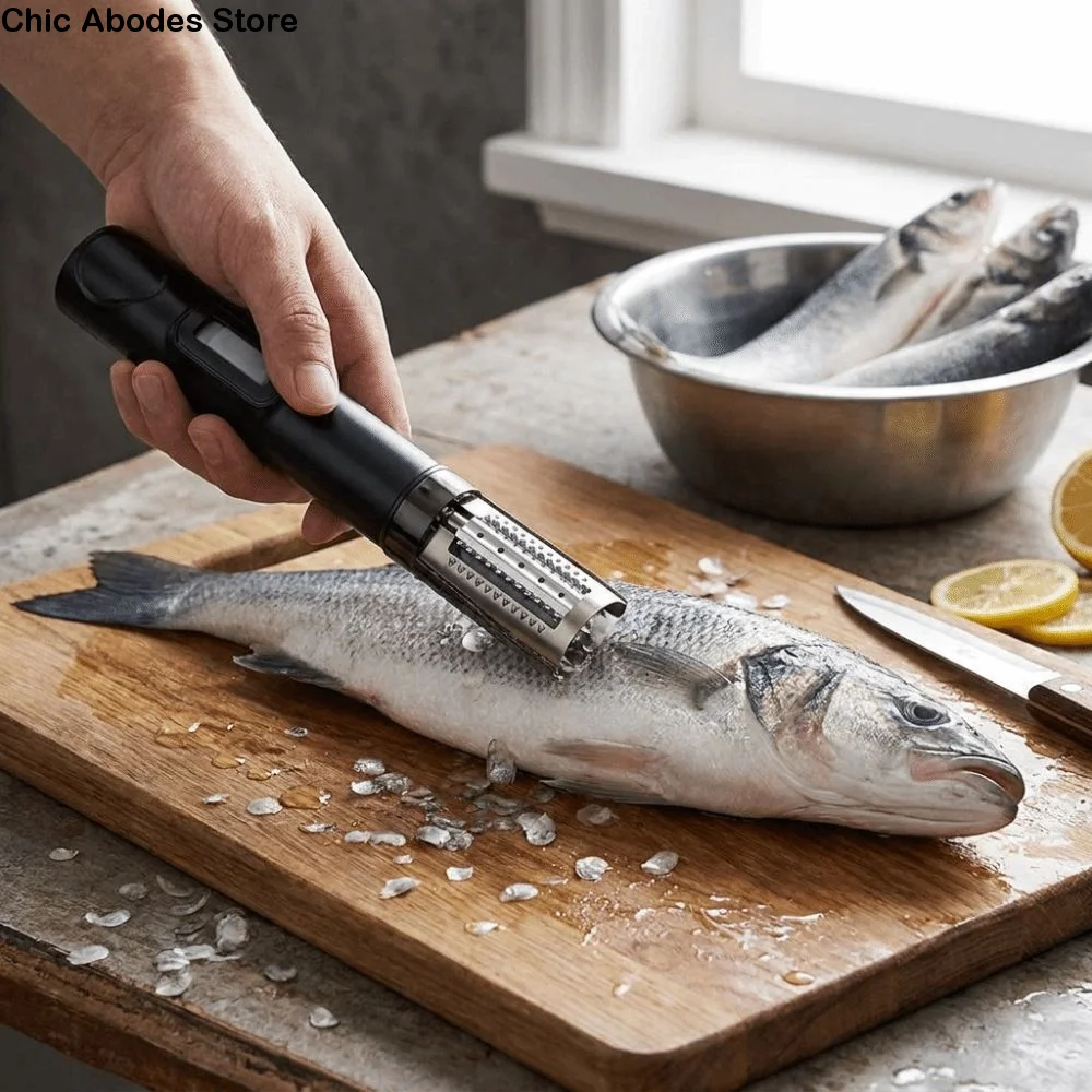 

Cordless Electric Fish Scaler Efficient Left/Right Rotation Electric Fish Scale Scraper 125W Stainless Steel Fish Scale Remover