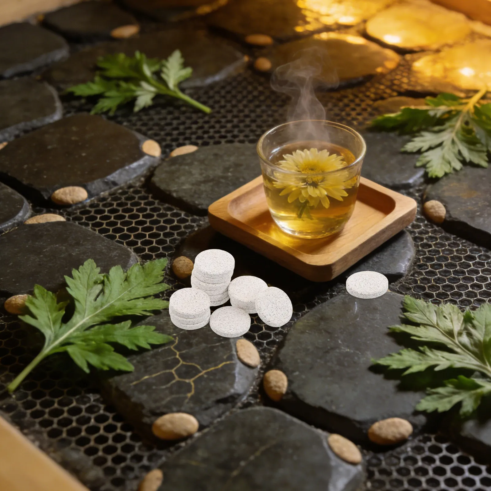 

100Pcs Sauna Seating Pad Rocks Natural Stone Refill 0.98x0.2 Inch Smooth Cushion Stones Steam Room Bench Sauna Heater