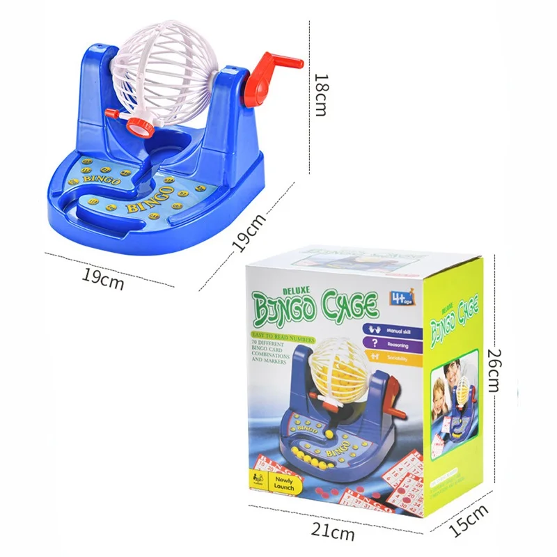 Set Menyenangkan Keluarga Kandang Bingo Mewah Mesin Lotre Simulatif Mainan Edukasi Anak-anak Nomor Permainan Pesta untuk 2 + Pemain