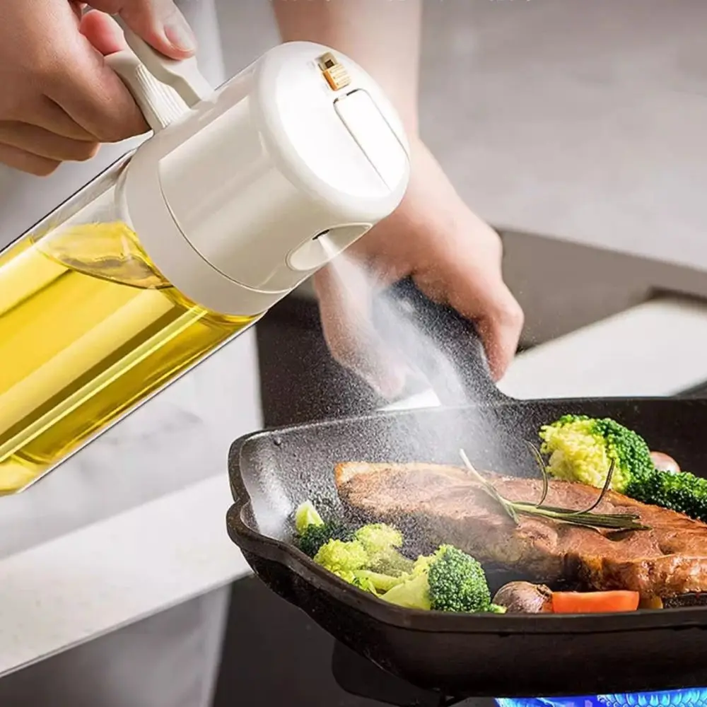 

550ML Oil Spray Bottle 2 in 1 Design Leakproof Kitchen Oil Dispenser Household Removable Glass Oil Sprayer Meal Prep