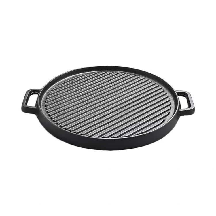 

Round BBQ Cooking Plate Steak Barbecue Grill Pan Non-stick Cast Iron BBQ Hot Plate