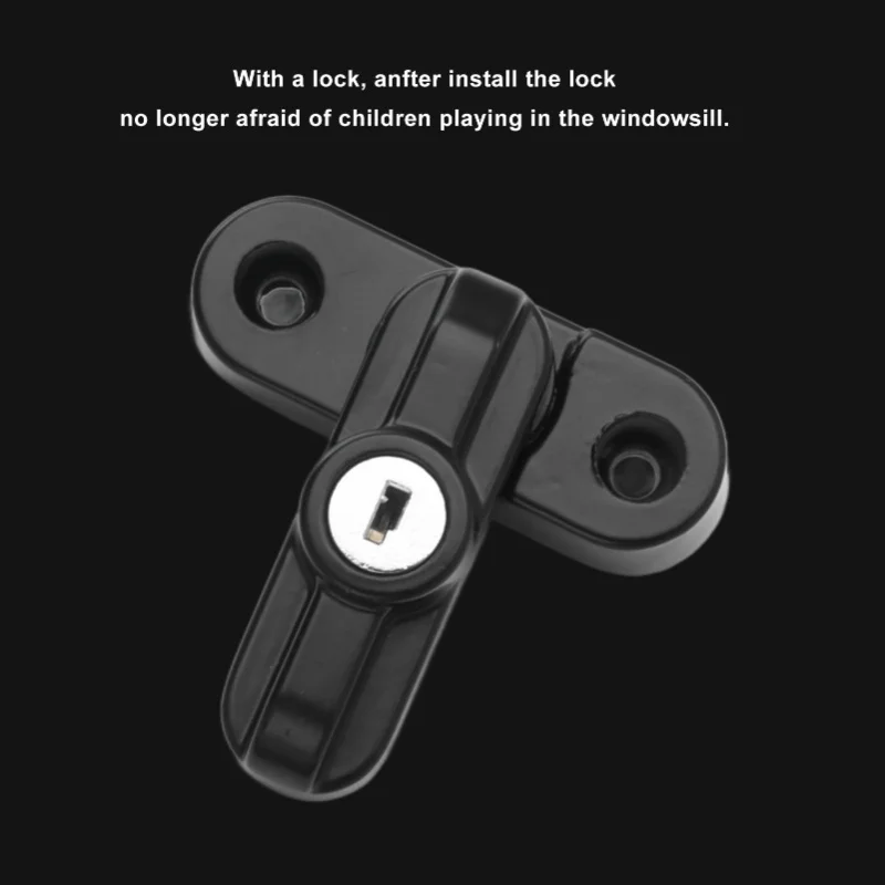 External Window Lock Catch Aluminum Alloy Anti Theft Flat Window Buckle Lock For Single Double Windows (White Black)