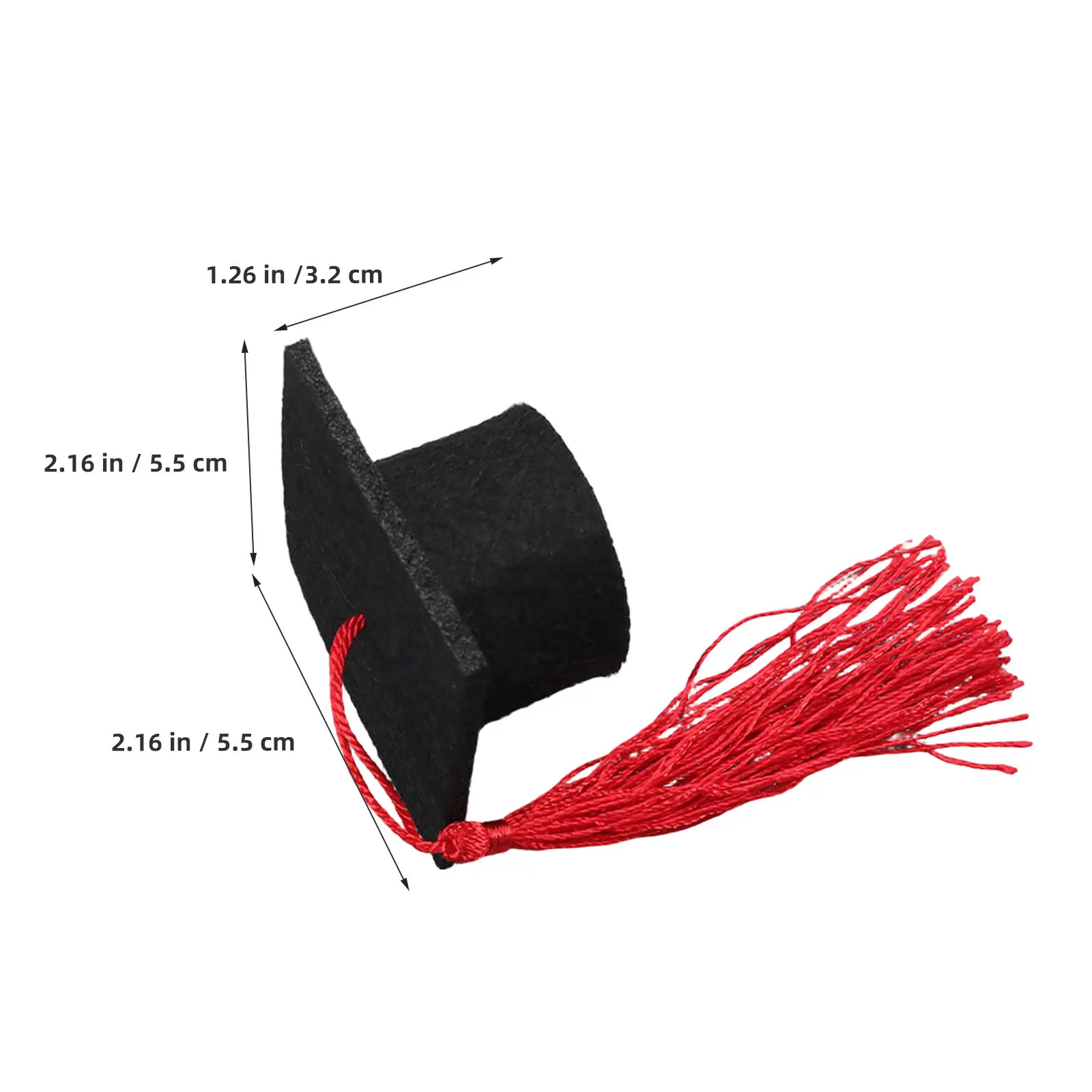 20Pcs Mini Graduation Caps with Red Tassels Felt Graduation Craft Party Decorations Cake Toppers Bottle Favors 2.2x2.2x1.3in