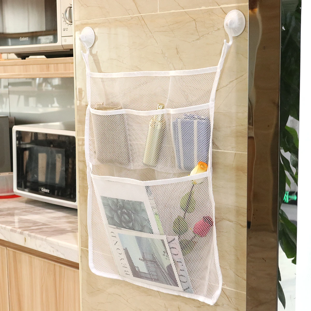 

Premium Bathtub Organizer Mesh Net Storage Bag Strong Suction Cups 45X52Cm White Space Saving Lightweight Drainage Design Bath