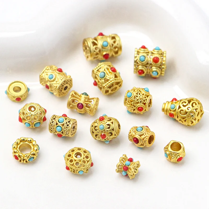 Hollow Lucky Spacer Beads Barrel Beads Pendant Enamel Beads Diy Bracelet Necklace Ornament Accessories