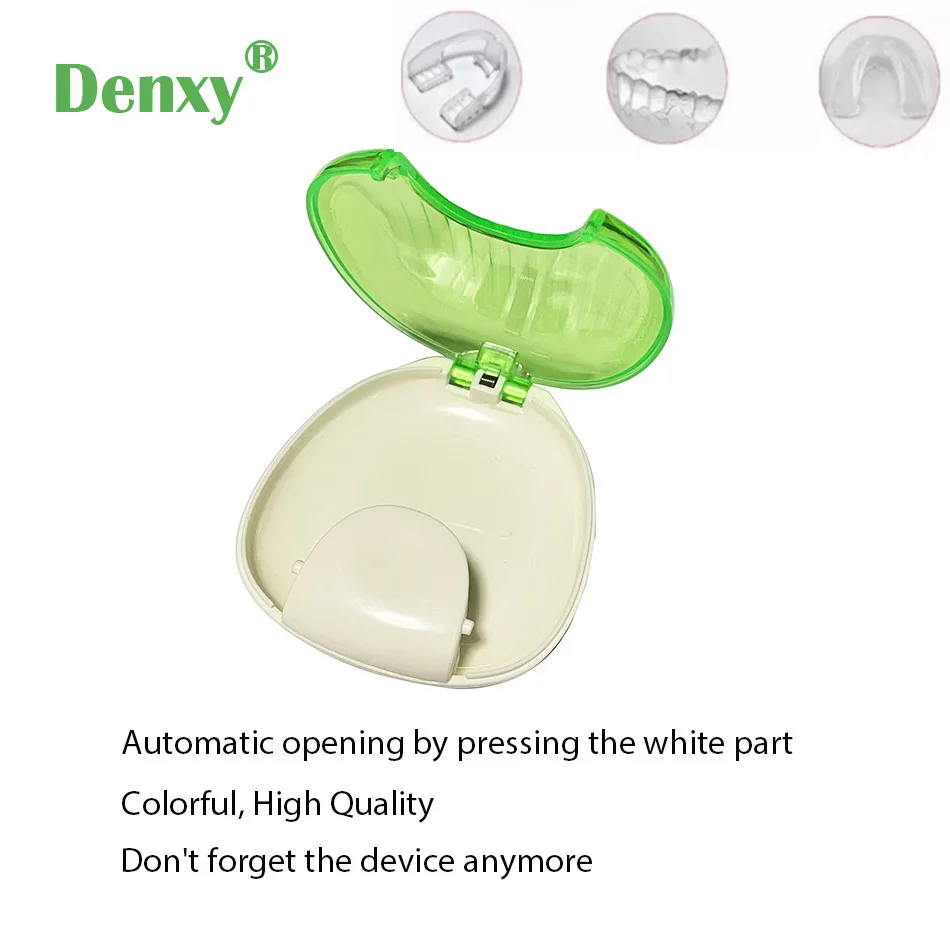 Denxy 5pc High Quality Dental denture box Colorful retainer case Press-to-Open Orthodontic Aligner box Teeth Chew storage case