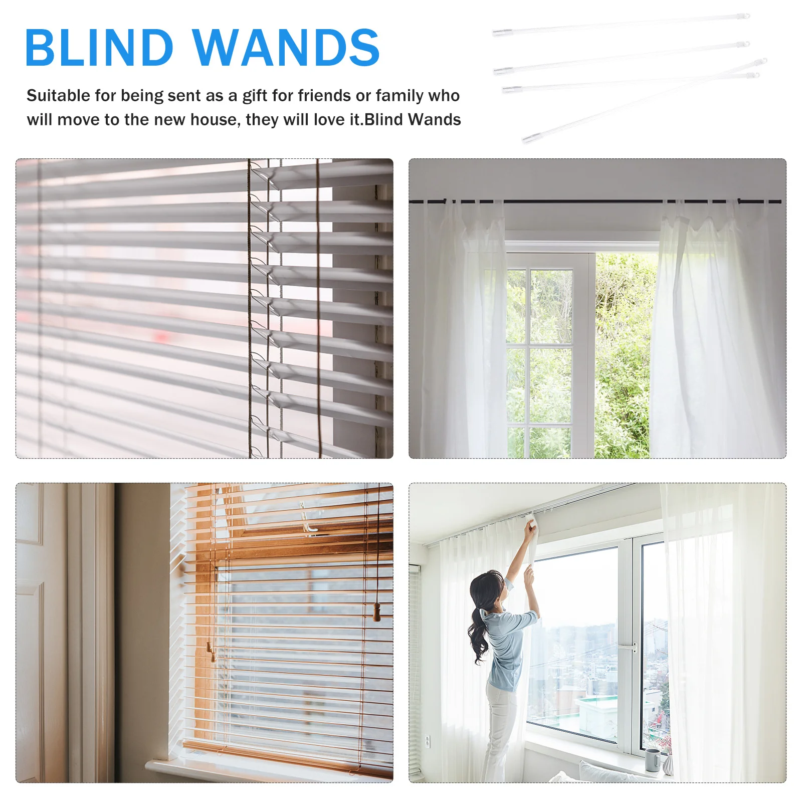 4Pcs Plastic Vertical Blind Rods 17 Inch Transparent Replacement Wands Accessories Plastic Blind Wands