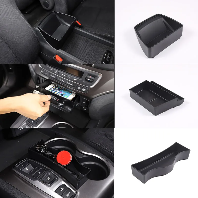 

ABS Black For Honda Pilot 2015-2022 Car Center Control Storage Box Multifunctional Mobile Phone Tray Car Interior Accessories