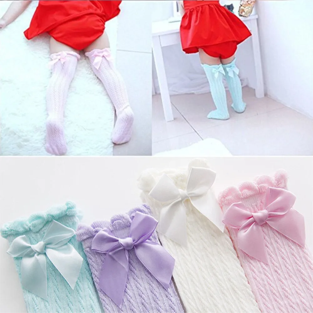 

Toddler Kid Baby Girl Knee High Long legwarmers Bow Cotton Casual Stockings bowknet princess cute leg warmers