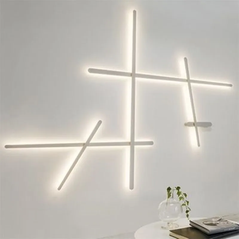 Minimalist Modern LED Wall Lamps Living Bedroom Bedside Background Wall Lights Indoor Black White Lamp Aisle Sconce Lighting