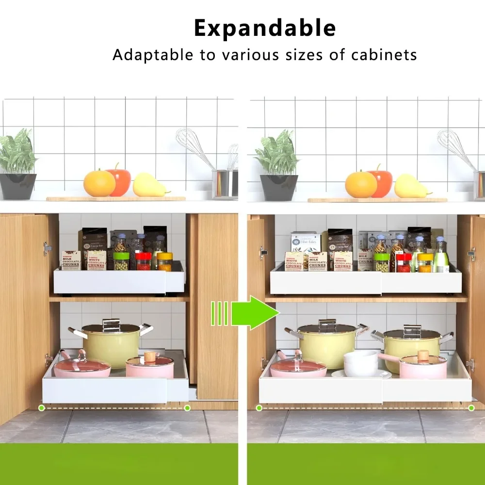Picture 3: Adjustable Pull-Out Cabinet Storage Rack Slides Out Cabinets Drawers For Kitchen Use Non Punching Pull Out Slide Storage Racks