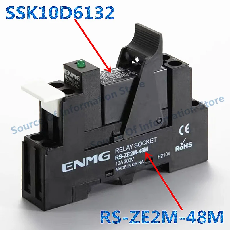 Small DIN-Rail Solid State Relay SSK10D6132 with Base RS-ZE2M-48M for Electronics Market