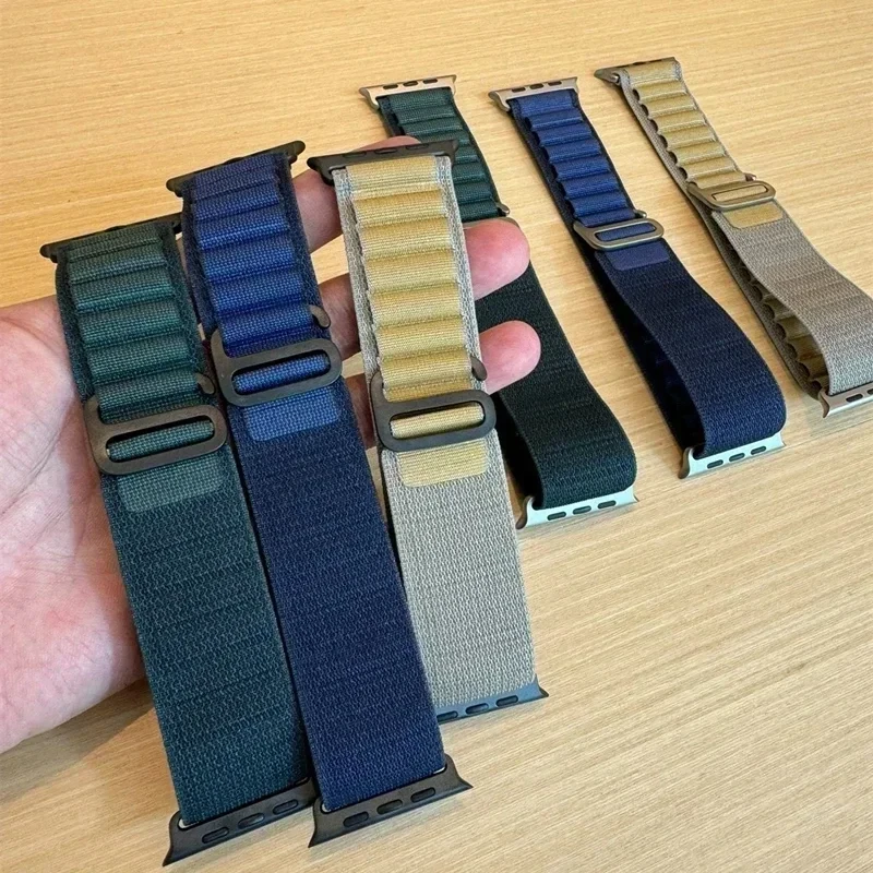 Ремешок с альпийской петлей для Apple Watch Band 44 мм, 40 мм, 49 мм, 45 мм, 41 мм, 46 мм, 42 мм, нейлоновый браслет Iwatch Ultra 2 Series 10 9 3 6 7 8 SE