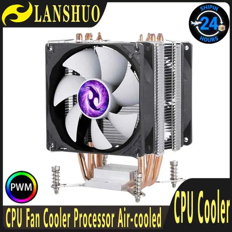 LANSHUO 90mm Fan CPU Cooler Processor 4 Heat Pipe Install LGA115x 1200 1700 2011 2066 x99 x79 Used for Office/Small Game Cooling