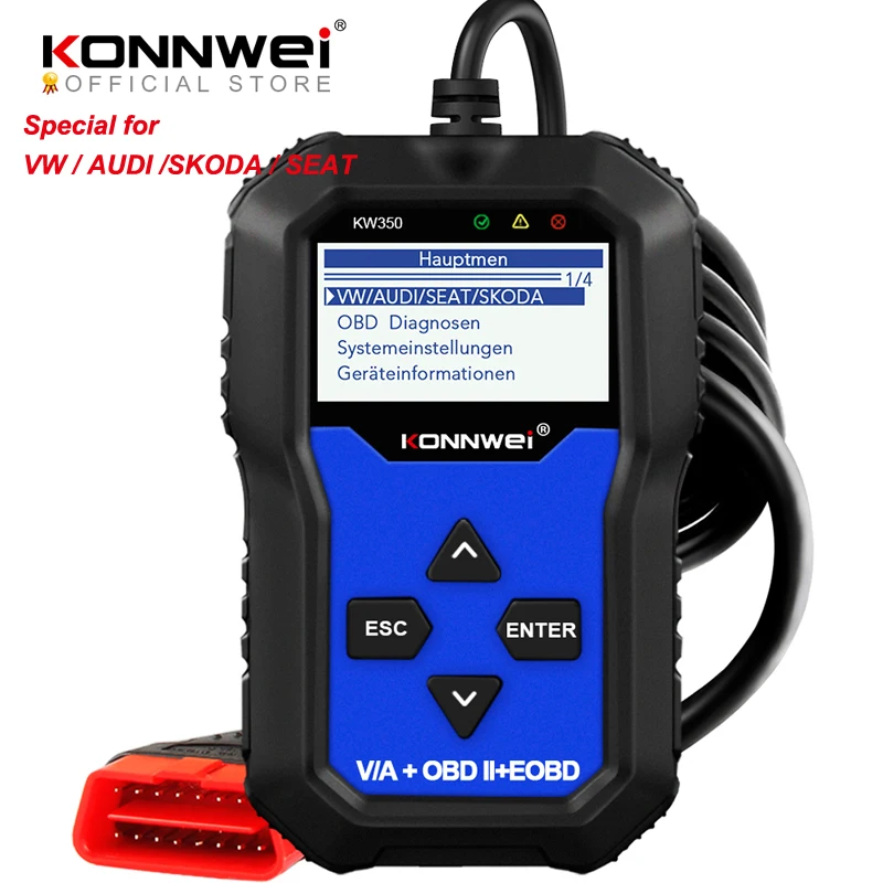 

Диагностический сканер KONNWEI KW350 OBD2 для автомобиля, VAG, VW, Audi, ABS, подушка безопасности, сброс масляной функции, диагностический инструмент для улучшения VAG COM