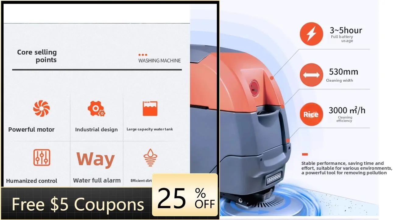 

Hand Push Industrial Washing Machine Commercial Factory Workshop Supermarket Electric Washing Driving Sweeper