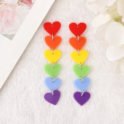 4 Pcs /Lot Cute Rainbow Heart Charms Two Side Print Acrylic Creative Jewlery Findings For Diy Making