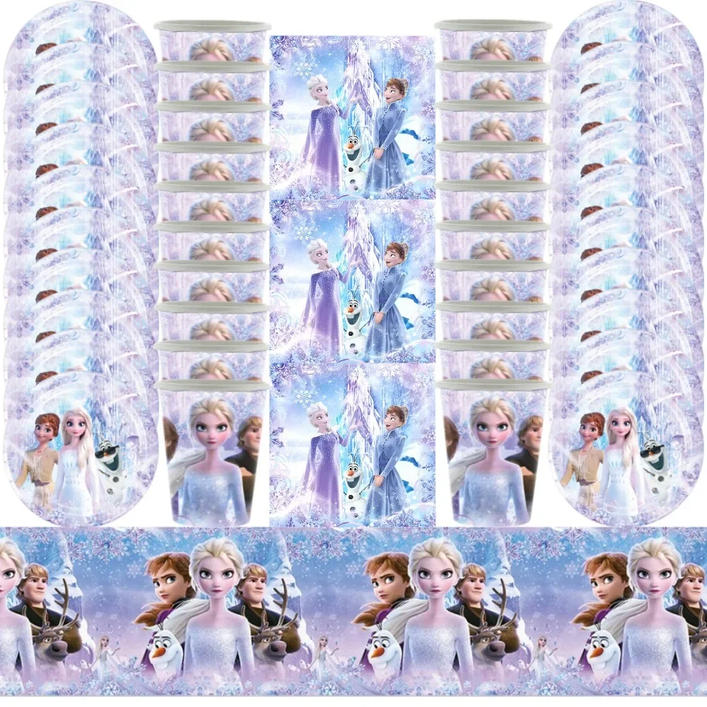 New Frozen Elsa Anna Party Decorations Snow Queen Theme Tableware Balloon Set Baby Shower Kids Girls Birthday Party Supplies