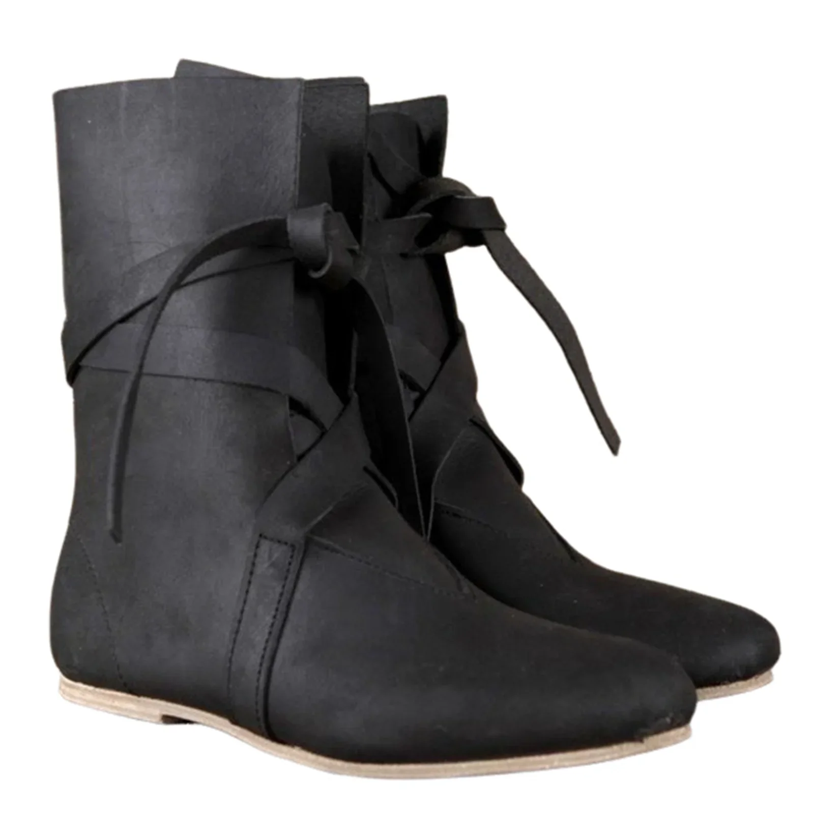 Piratenritter Cosplay Stiefel Vintage Ritter Mittelalterliche Renaissance Schuhe Unisex Schnürstiefel aus PU-Leder für Halloween Karneval Party – Detail 5