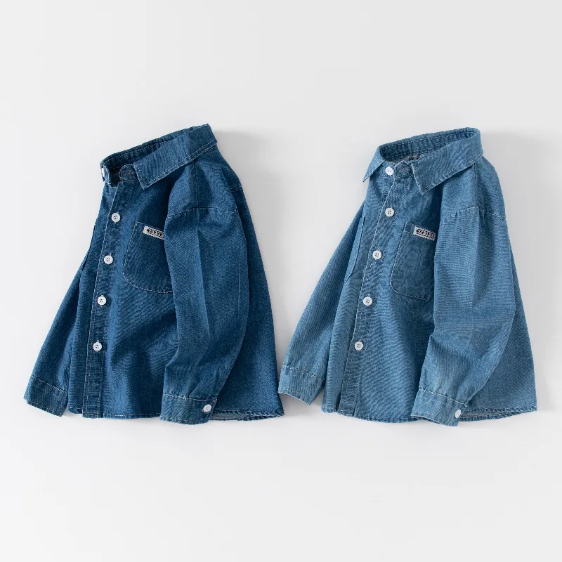 100% Cotton Boys Demin Shirt Kids Coat Toddlers 2 to 3 4 5 6 7 Years Dark Blue Boy Jean Jacket Spring Autumn Children's Clothing
