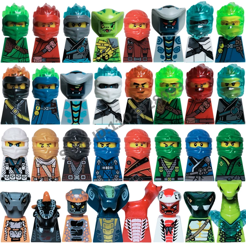 Mini Anime Cartoon Figures Building Block Warrior Snake Monster Skull Film Television Characters Lloyd Kai Jay Ghost Face Bricks