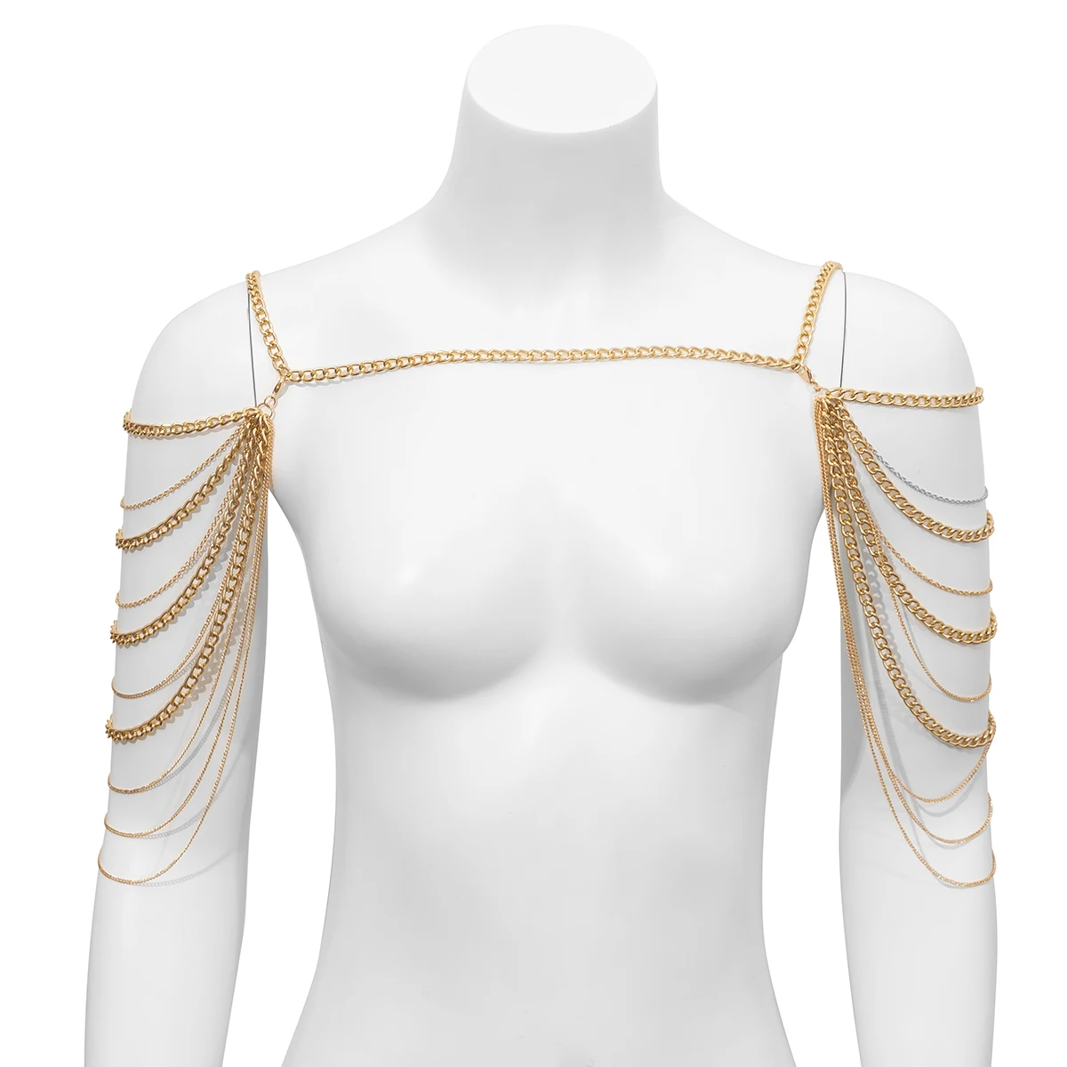 IngeSight.Z Multilayer Gold Color Metal Chains Shoulder Chain for Women Punk Long Tassel Neck Body Jewelry Party Gifts